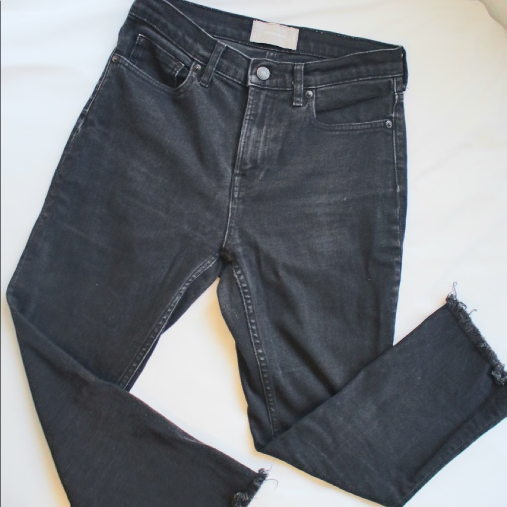 Everlane Black Cropped Straight Leg Jeans
